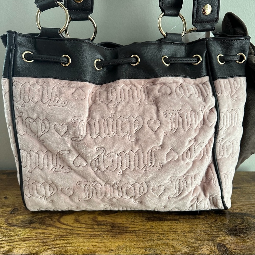 New Juicy Couture Vintage Dreams Tote Daydreamer Pink Blush Brown Pink Viral Bag - Picture 5 of 6
